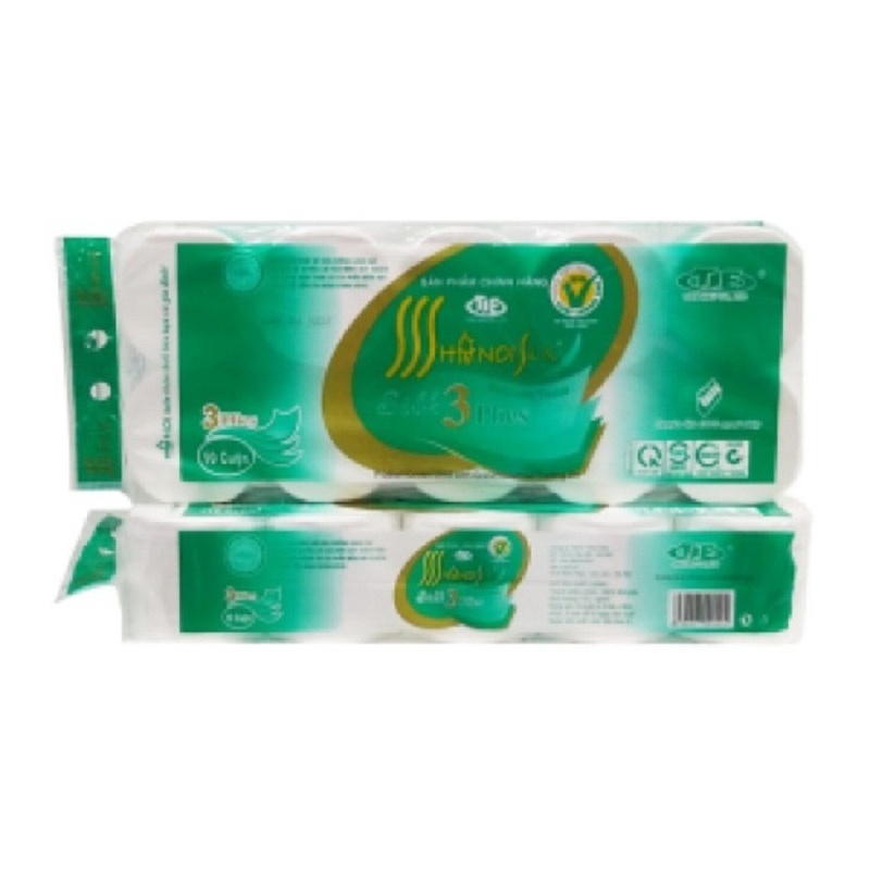 Giấy vệ sinh Hà Nội xanh 3 lớp không lõi