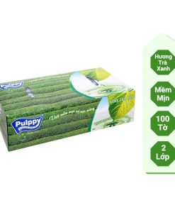 Khăn giấy hộp Pulppy trà xanh 2 lớp 100 tờ
