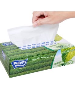 Khăn giấy hộp Pulppy trà xanh 2 lớp 100 tờ