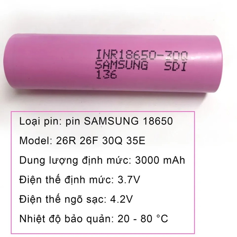 Pin 18650 Samsung 3000mAh 3.7 v